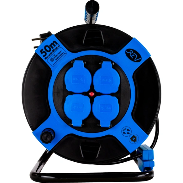 Kabeltrommel, H05VV-F3G 50 m schwarz-blau Kunststoff