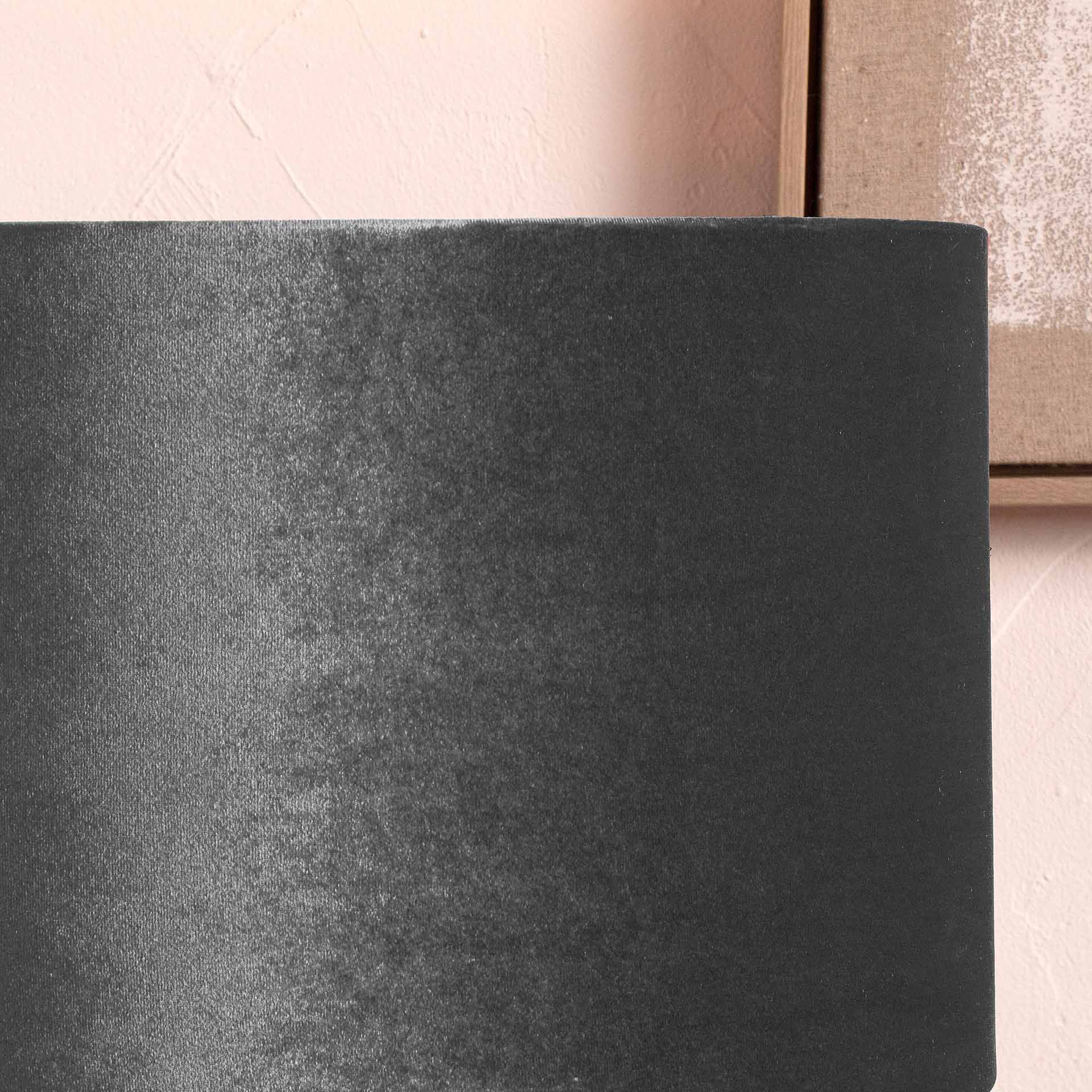 Ruma Dark Grey Velvet Drum Lampshade for Table Lamps