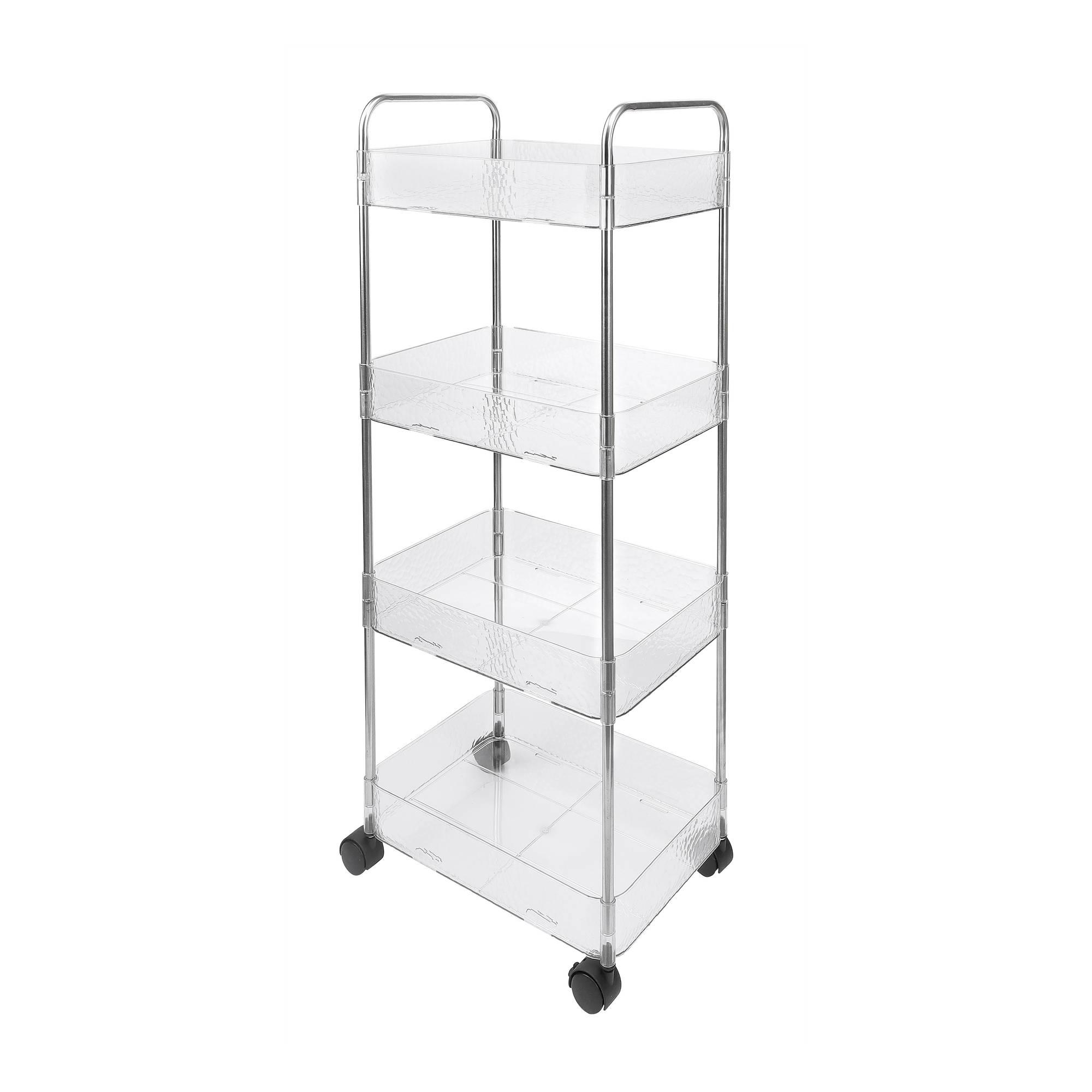 Clear Plastic Four Tier Storage Trolley