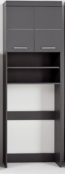Meuble de salle de bain mélaminé emplacement lave linge. Gris. L-H-P : 63 - 187 - 24 cm.