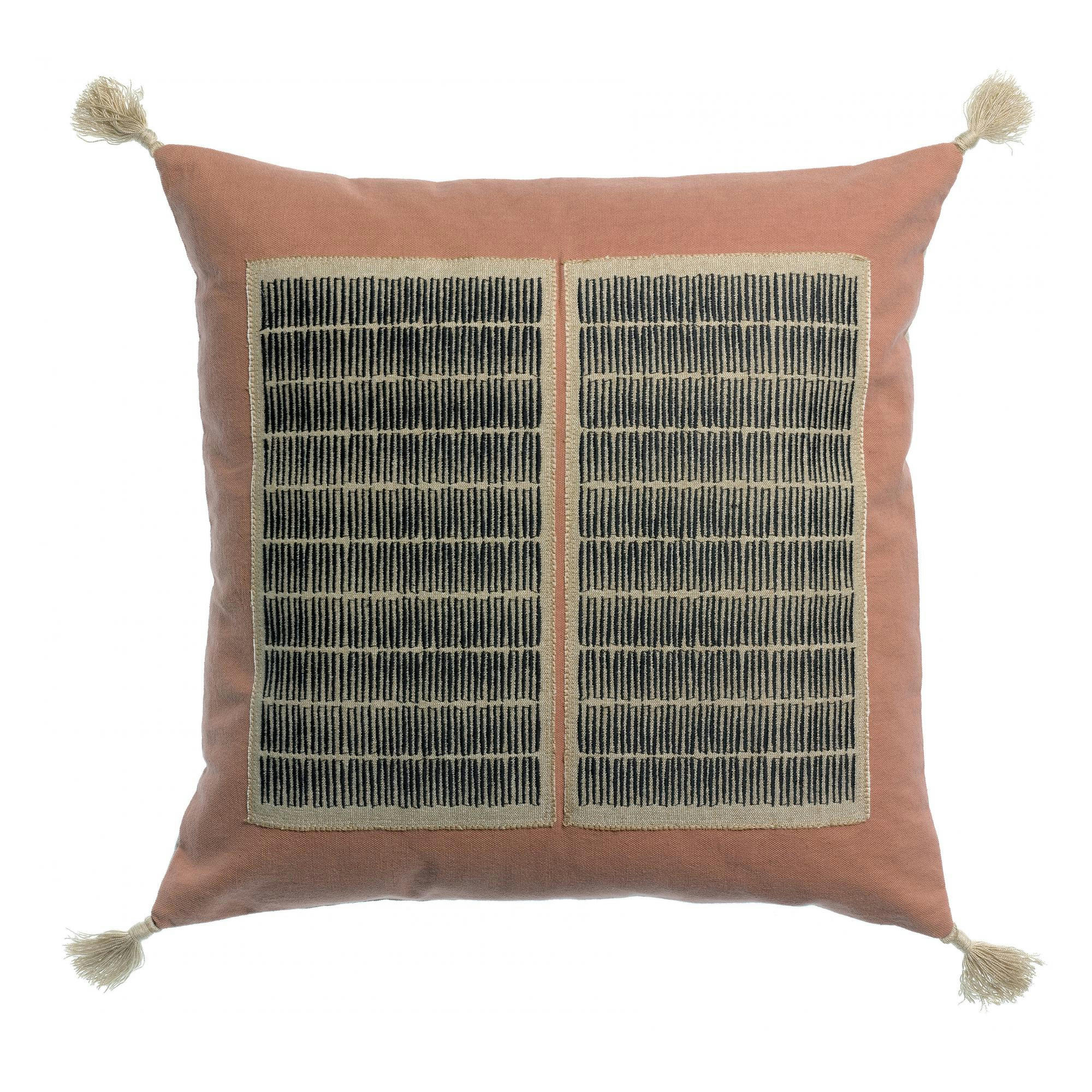 YAEL - Coussin brodé Yaël en coton bois de rose 45 x 45