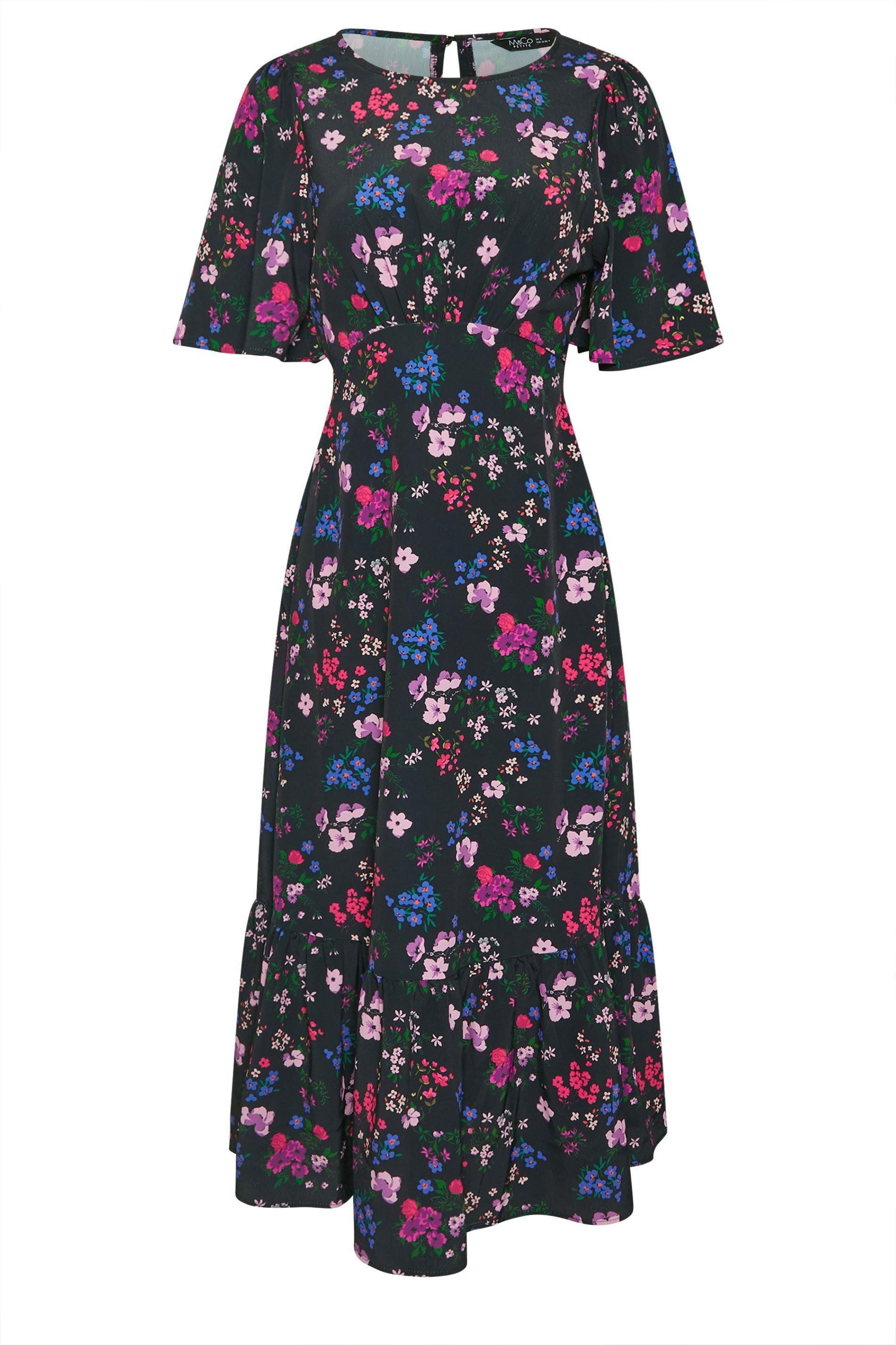 M&Co Petite Print Flutter Sleeve Dress
