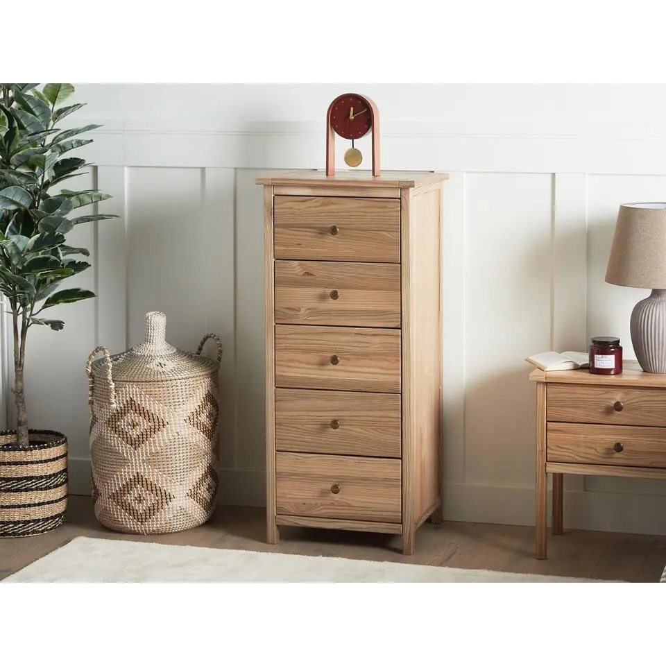 SALTON - Hoge kast met 5 lades - Lichte houtkleur - Sassafras