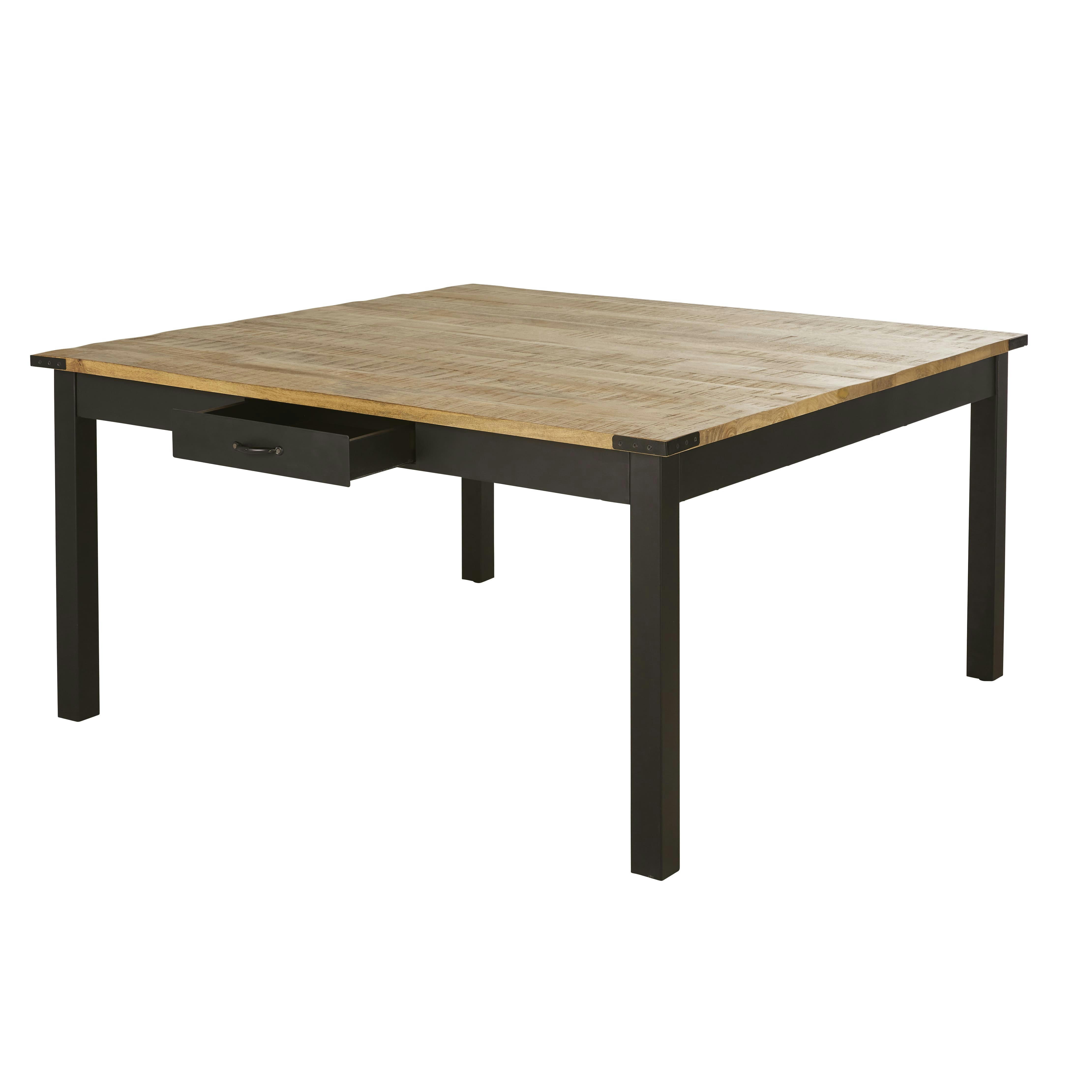 Alfred - Table à manger en bois de manguier massif et métal noir 8/10 personnes L145