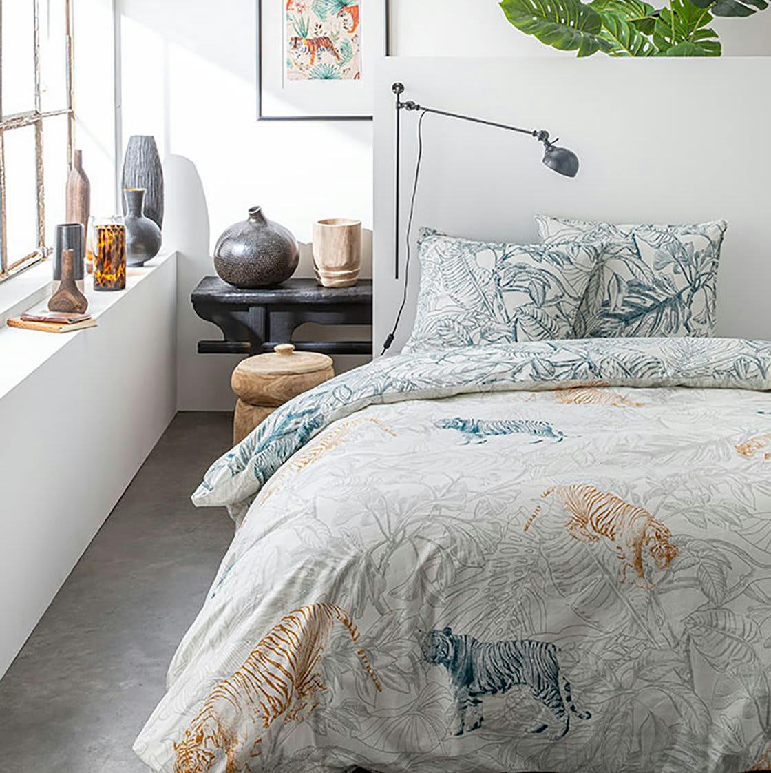 FRANCINA - Parure housse de couette coton blanc 240x260 cm