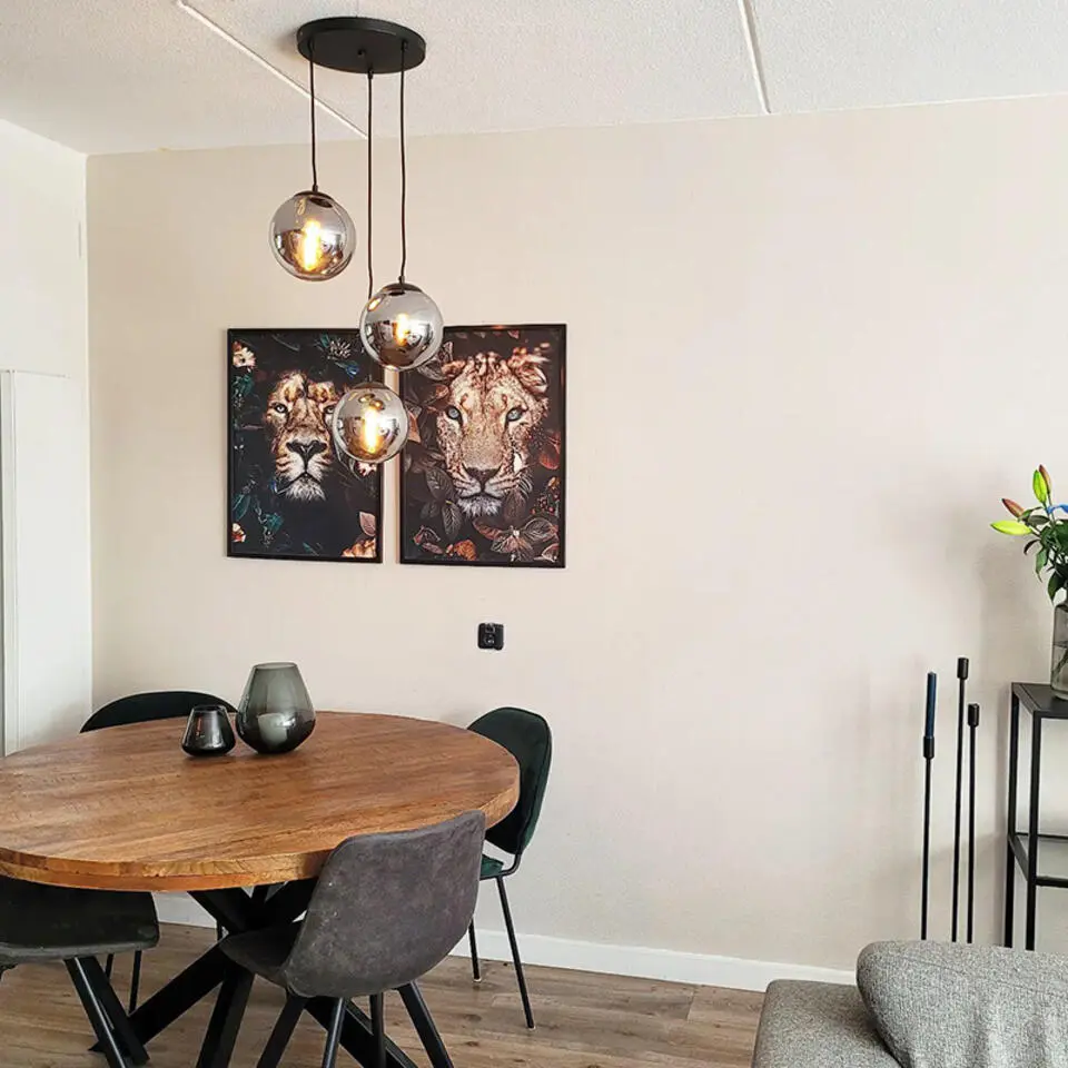 Qazqa hanglamp pallon zilverkleurig e27