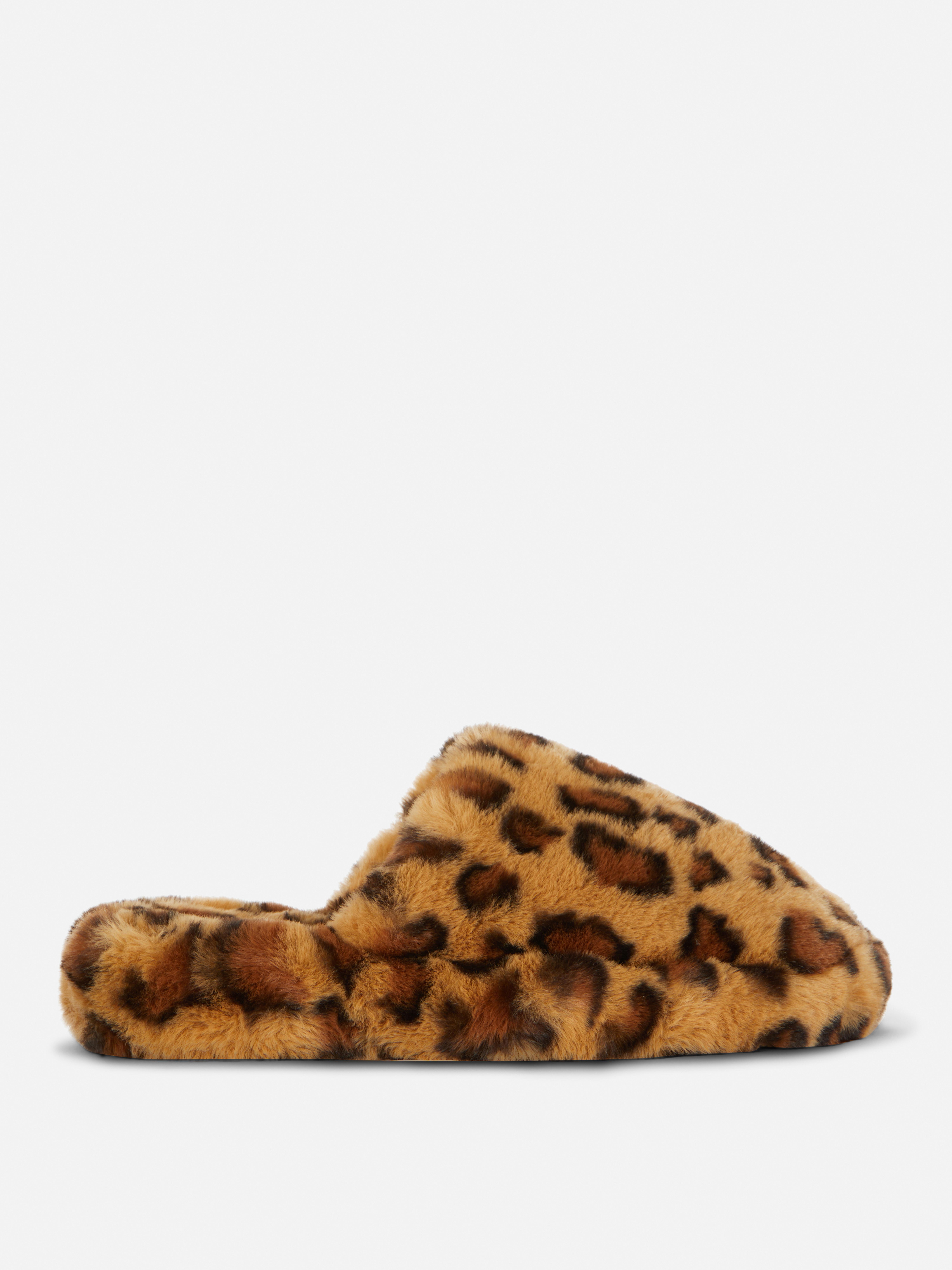 Fluffy Leopard Pattern Mule Slippers
