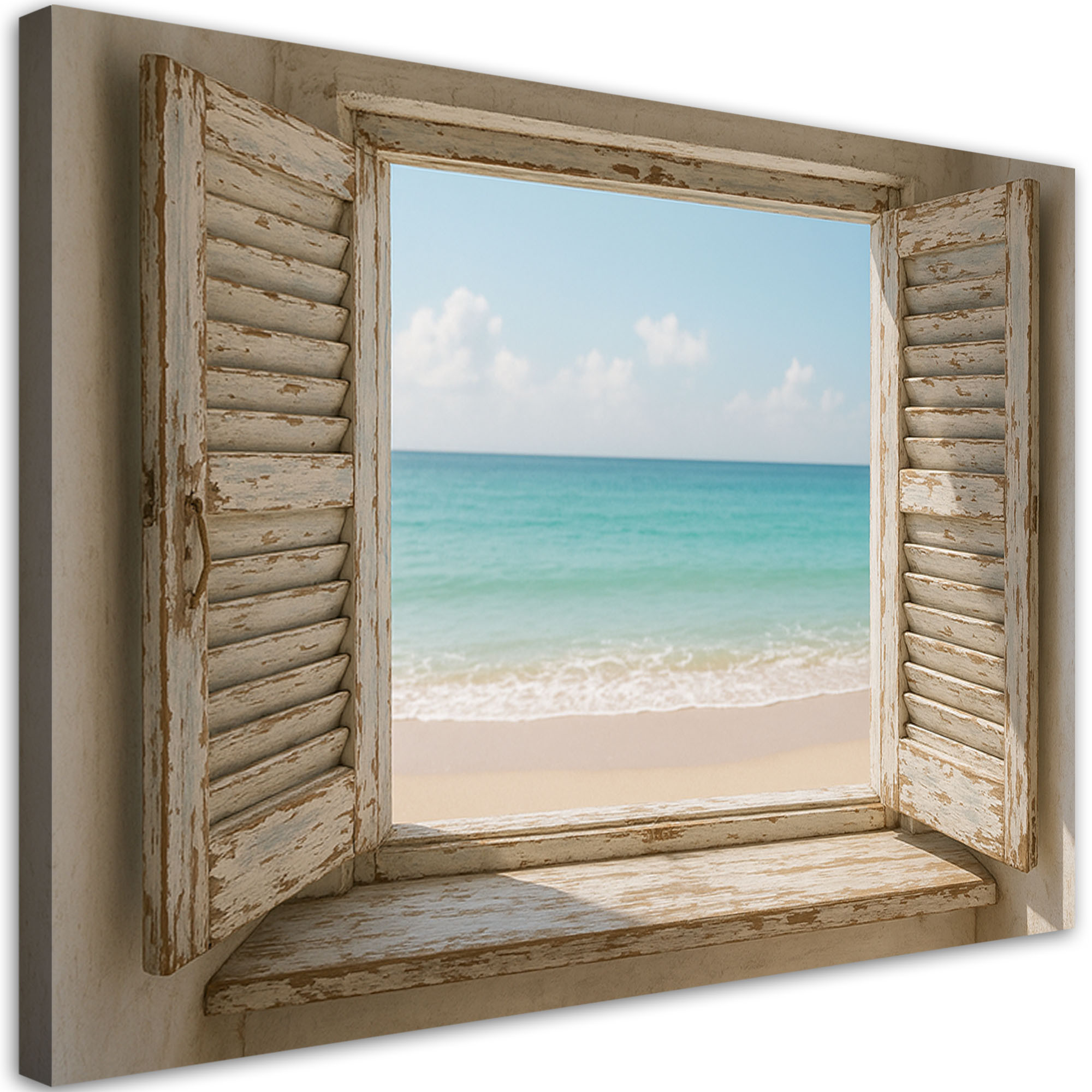 Obraz do salonu sypialni jadalni, Widok z okna na plażę Shabby Chic 30x20