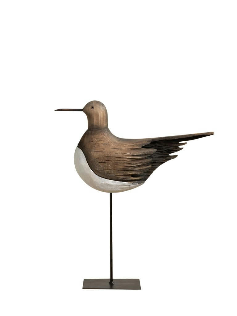 - Oiseau brun sur base fer L8cm