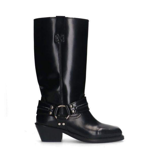 Zwarte leren biker boots