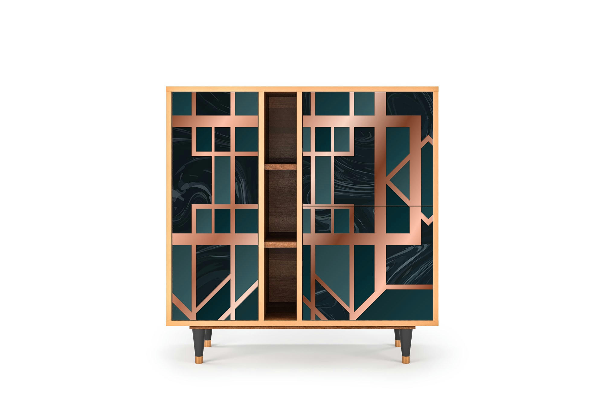 EMERALD METRO - Buffet  bleu-vert 3 portes L 94 cm