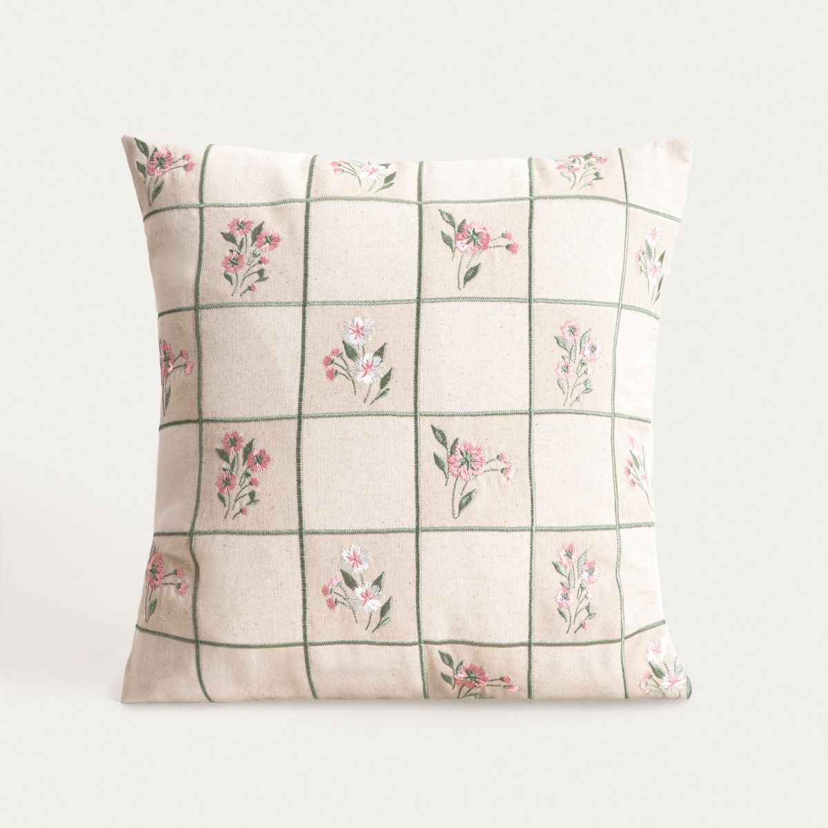 Poszewka DAMINI z dodatkiem lnu w kwiatowy wzór 45x45cm