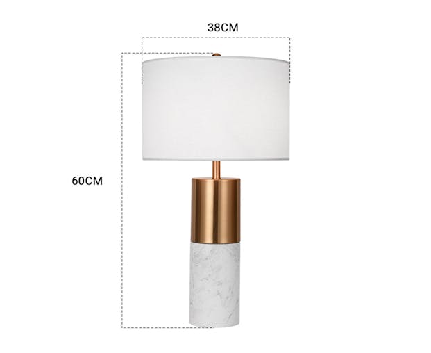 SOGA 4X 60cm White Marble Bedside Modern Desk Table Lamp Living Room Shade with Cylinder Base