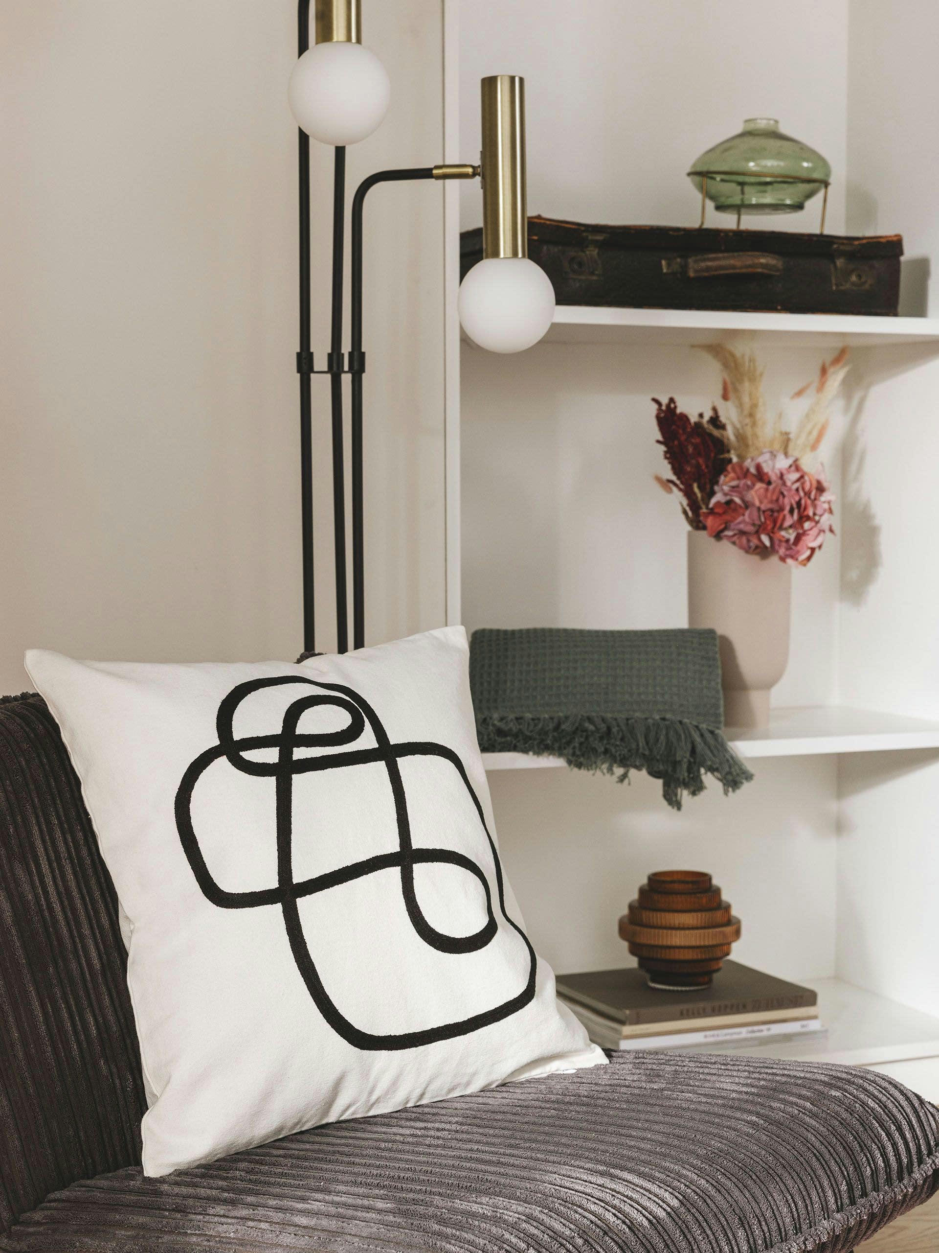 MALEA - Housse de coussin noir & blanc 45x45