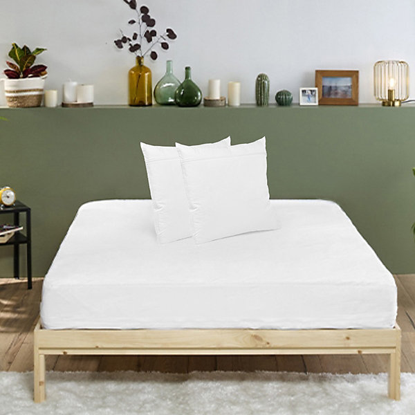 Pack ANTI-PUNAISES DE LIT Protège-matelas 140x190cm   2 Protège oreillers 63x63cm imperméables