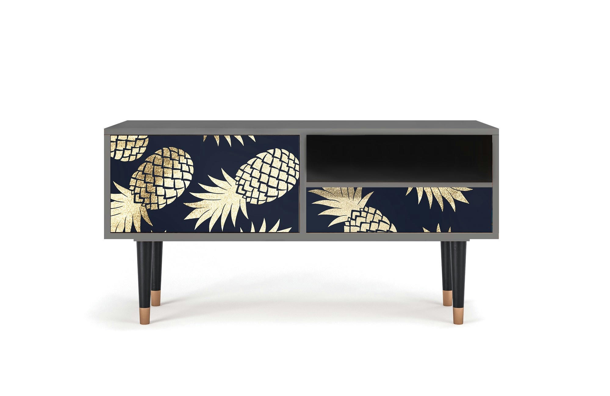 SUNNY PINEAPLE - Meuble TV  bleu et jaune 1 tiroir et 1 porte L 115 cm