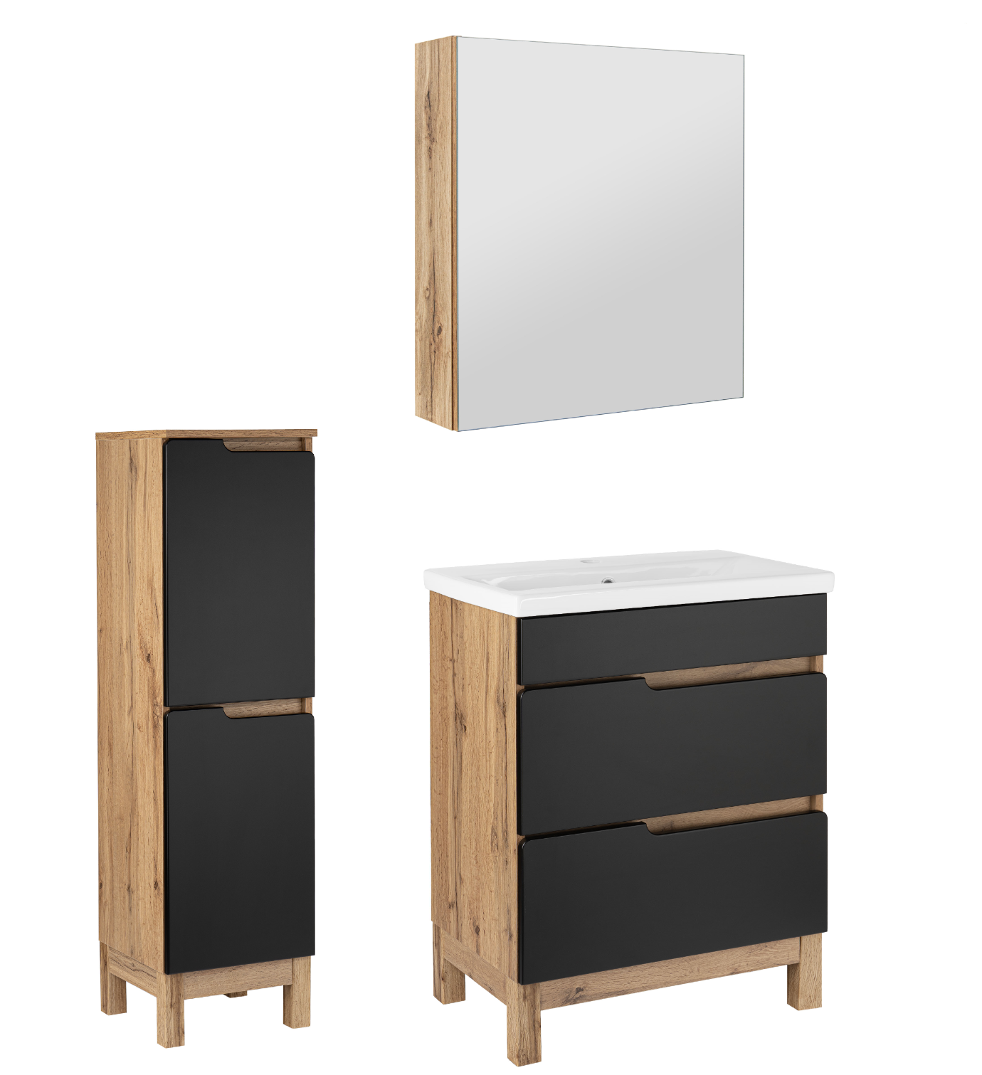 Zestaw Łazienkowy 60cm Alma Dąb Wotan / Czarny Mat 5