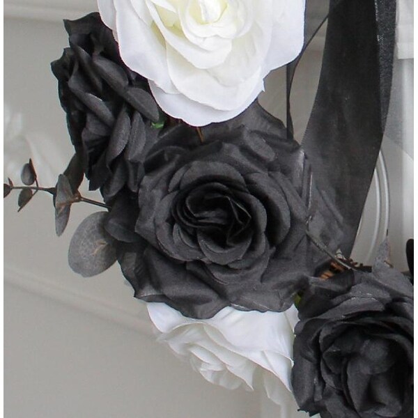 Halloween Home Ghost Door Hanging Skull Rose Rattan Wreath Wreath Haunted House Horror Party Decorations - as picture