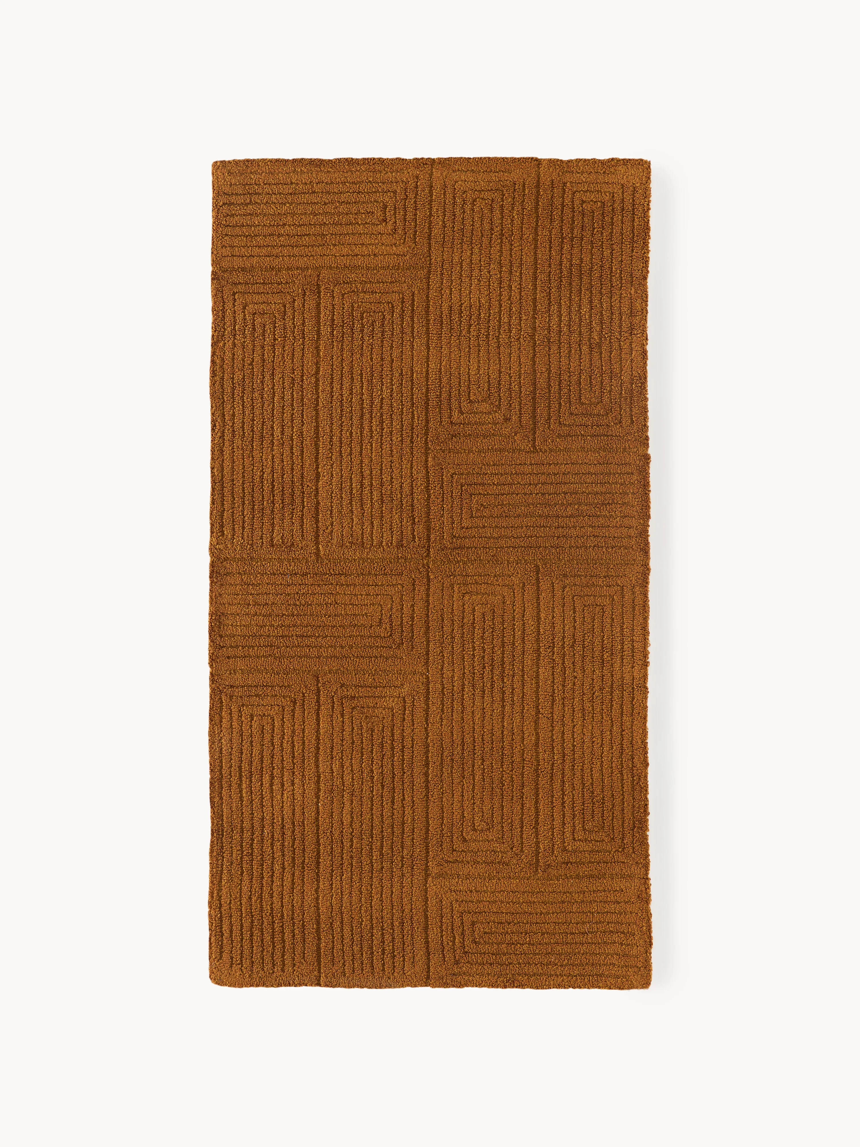 Handgefertigter Wolltepich Alexia mit geometrischem Muster