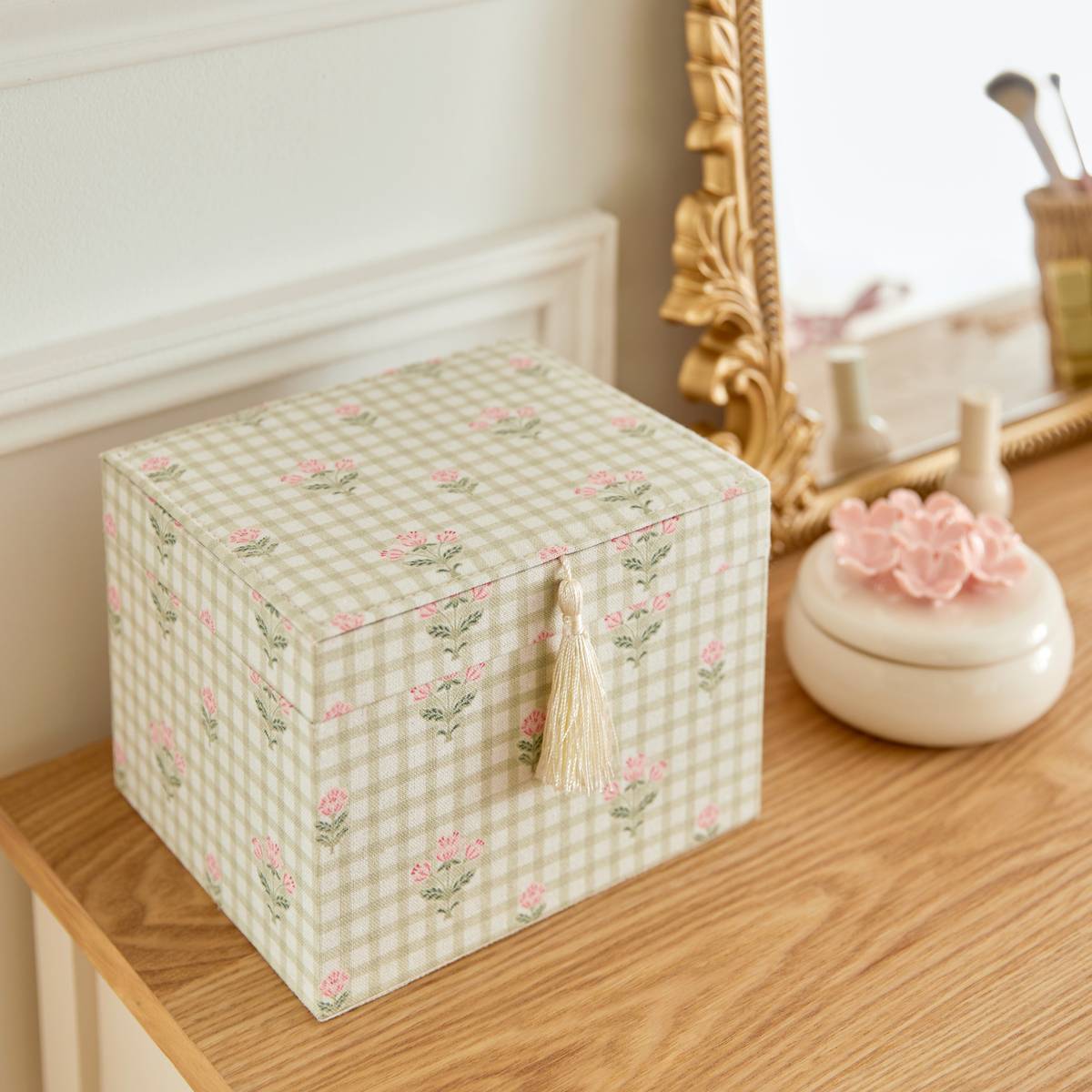 Jewelry box "Rose Blossom" Green, 18x15 cm