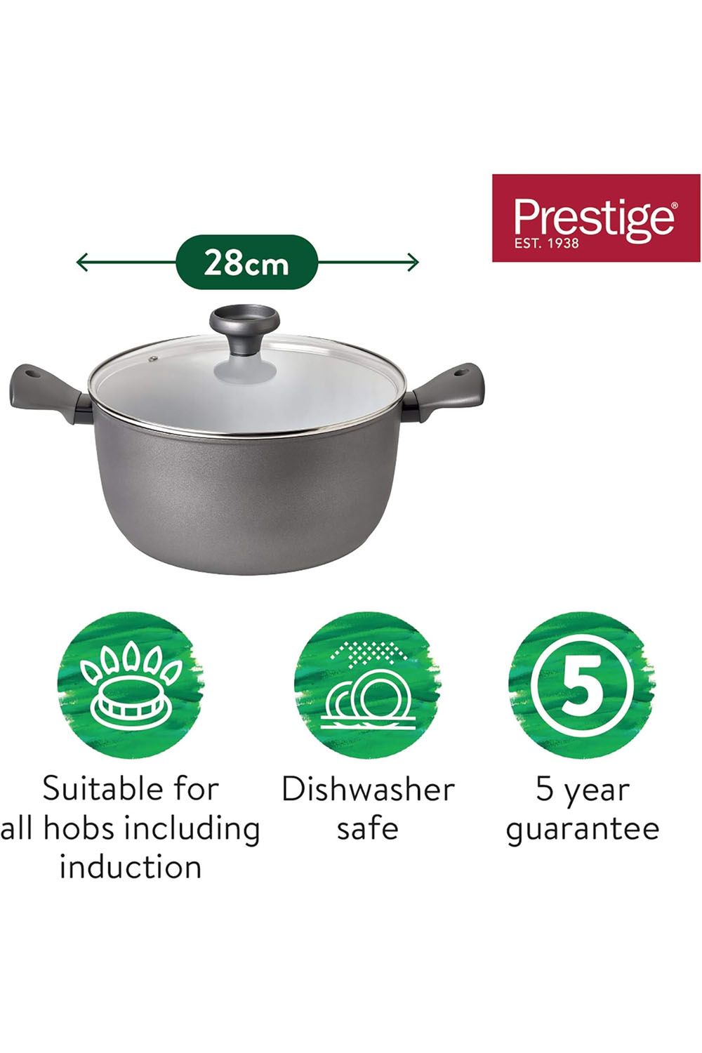 Meyer Prestige Earthpan Aluminium Non Stick Stock Pot 28cm / 7.5L - Grey