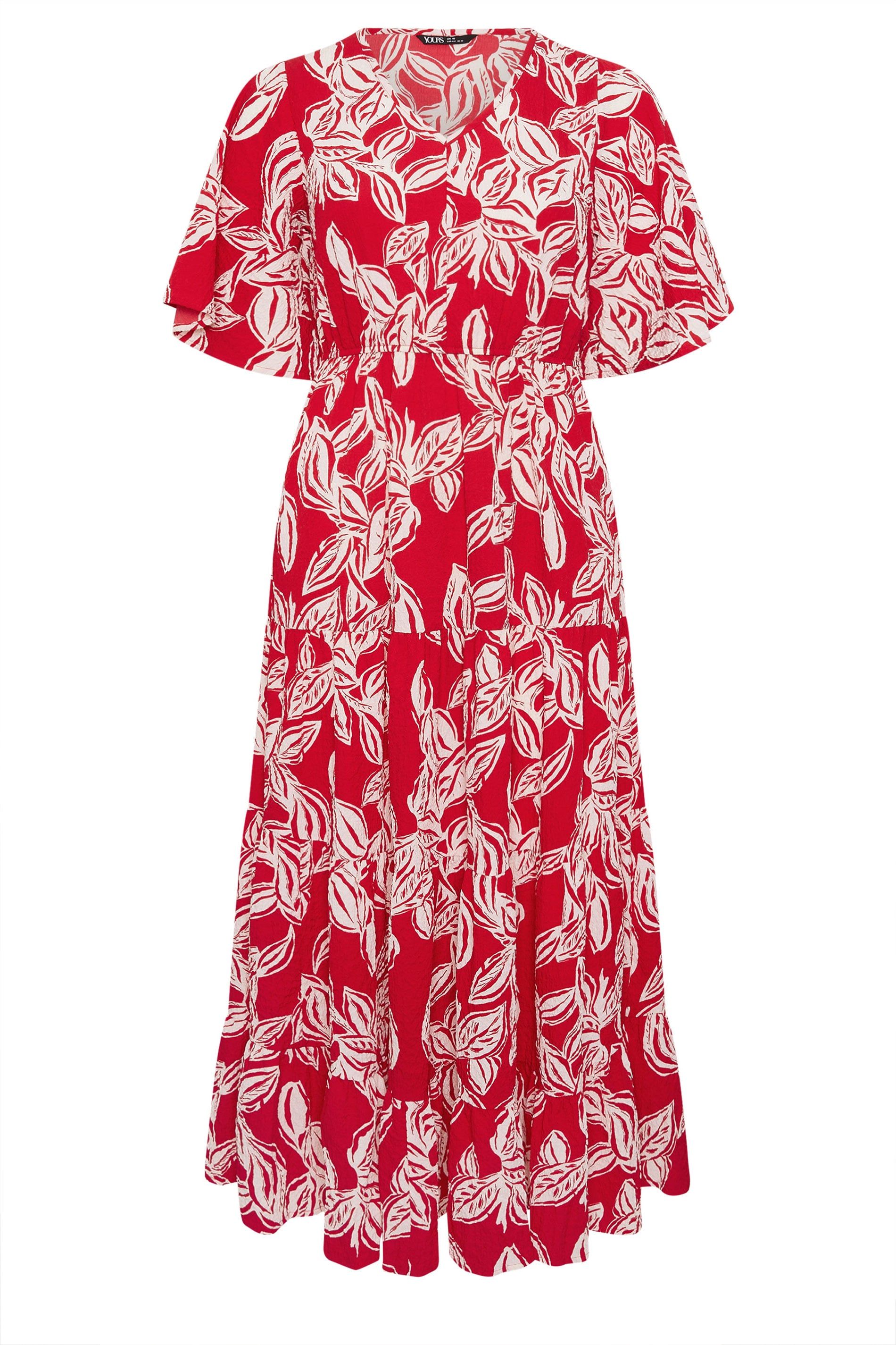 Yours Leaf Print Tiered Maxi Dress