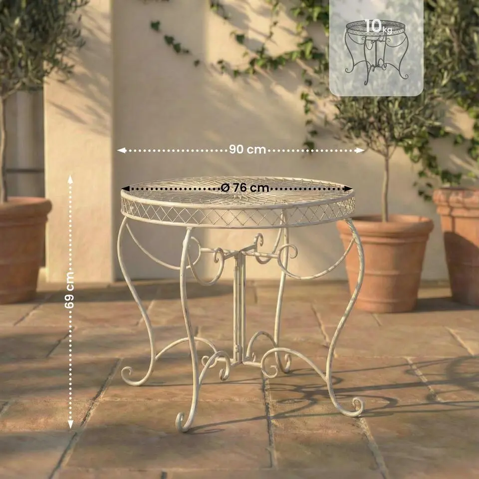 CLP Bijzettafel tuin Sheela Metaal - antiek/creme