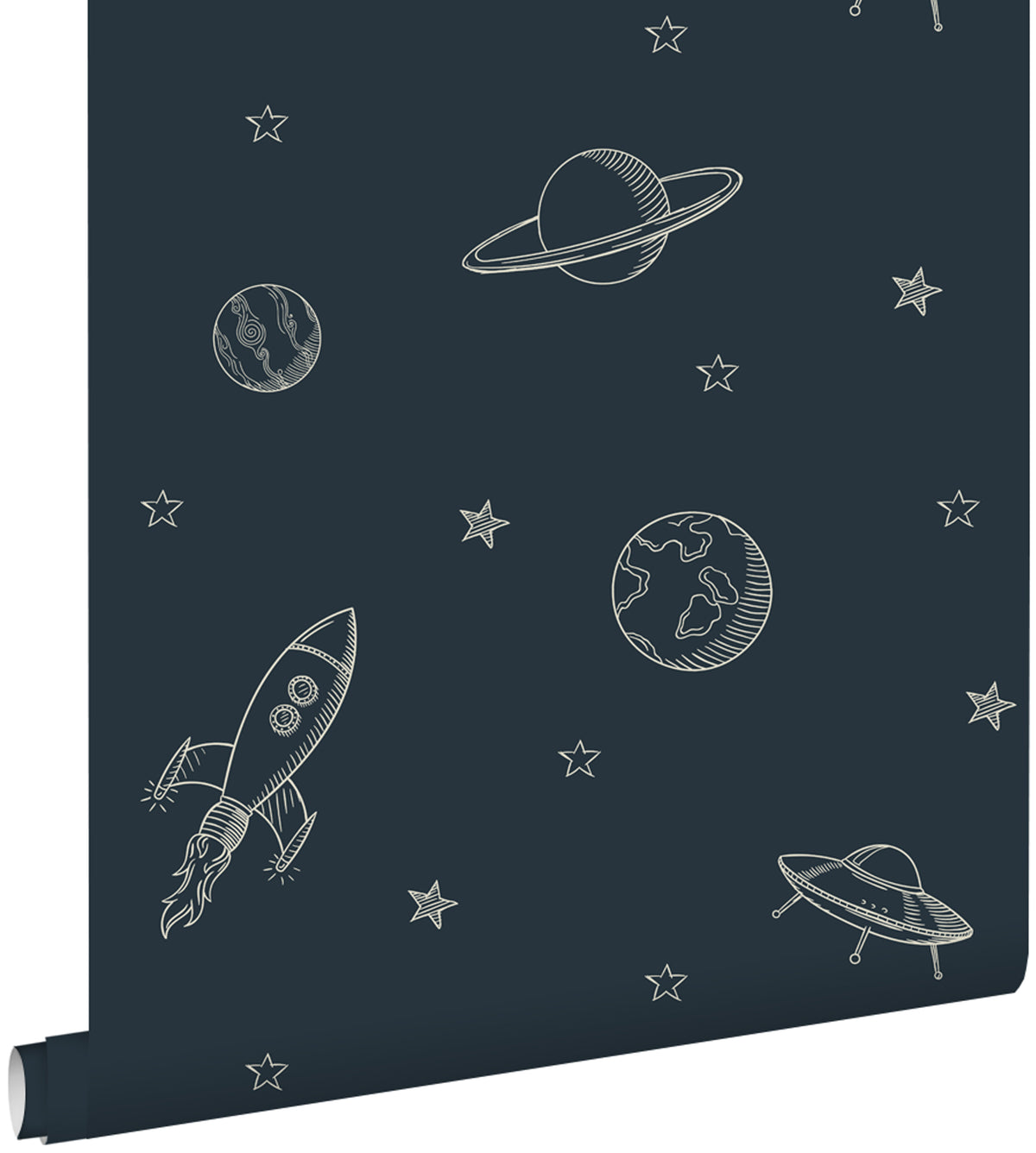 ESTAhome behang planeten in de ruimte donkerblauw - 53 cm x 10.05 m - 139422