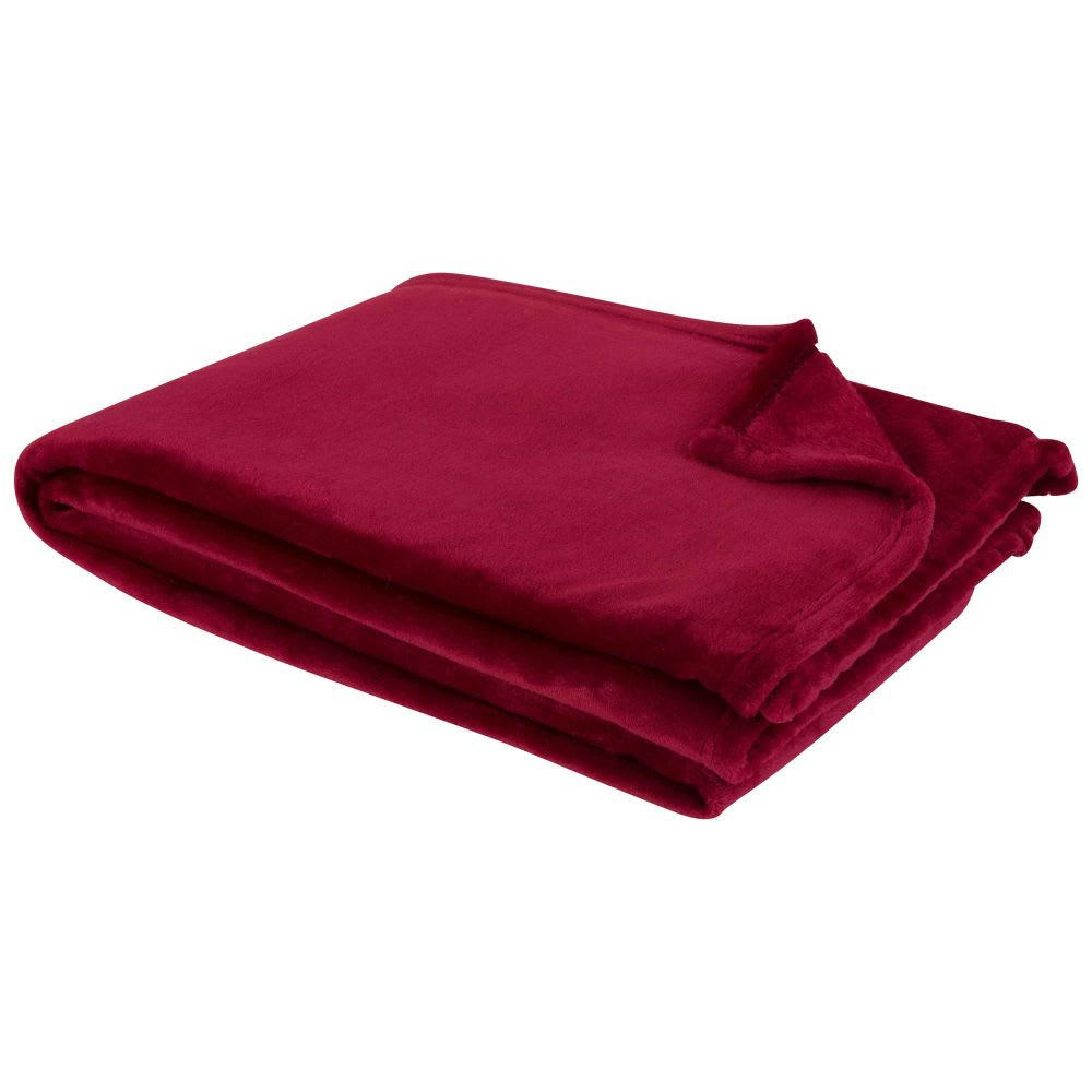 - Plaid imitation fourrure rouge cerise 130x180