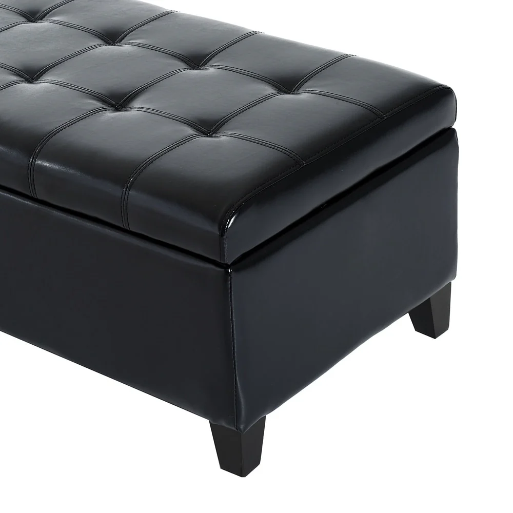 HomCom 51 PU Leather Tufted Storage Ottoman Bench - 19*50.25*16