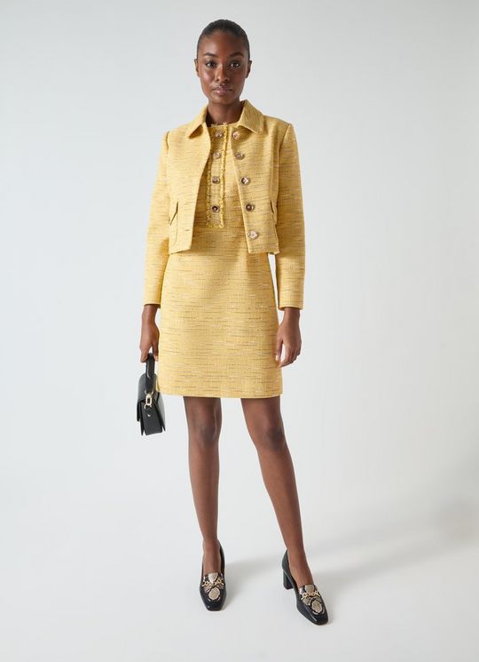 Varley Yellow Tweed Mini Dress