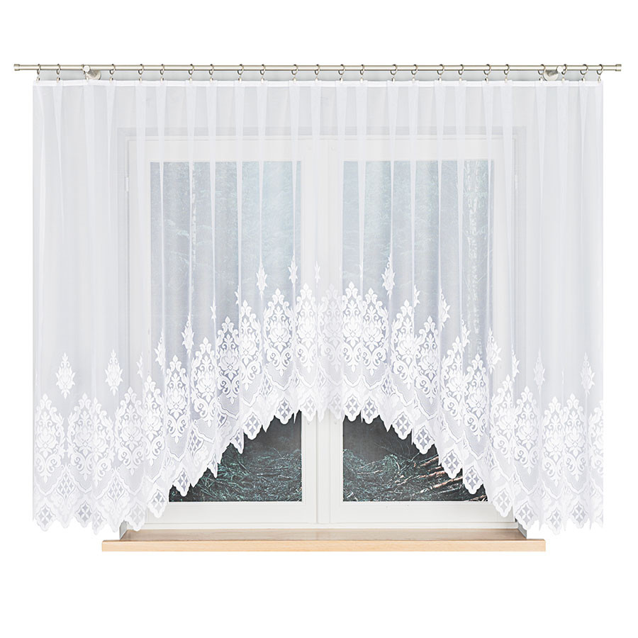LUDMIŁA - Firanka gotowa żakardowa z podcięciem na dole - 400x160 cm