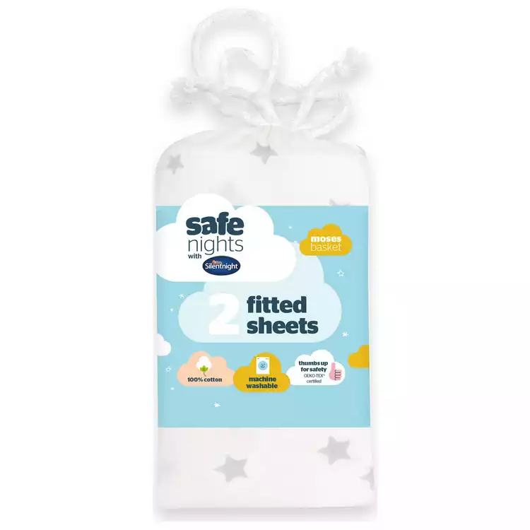 Silentnight Safe Nights Nursery Grey Fitted Sheets - Moses