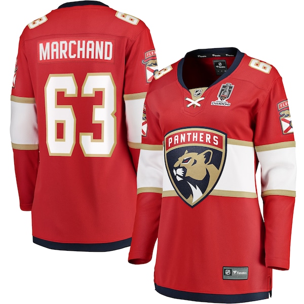 Brad Marchand Florida Panthers  Women's 2025 Stanley Cup Champions Breakaway Jersey - Red