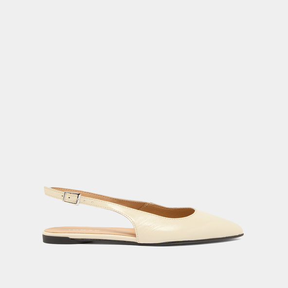 Ballerines slingbacksen vernis plissé ecru | NOA