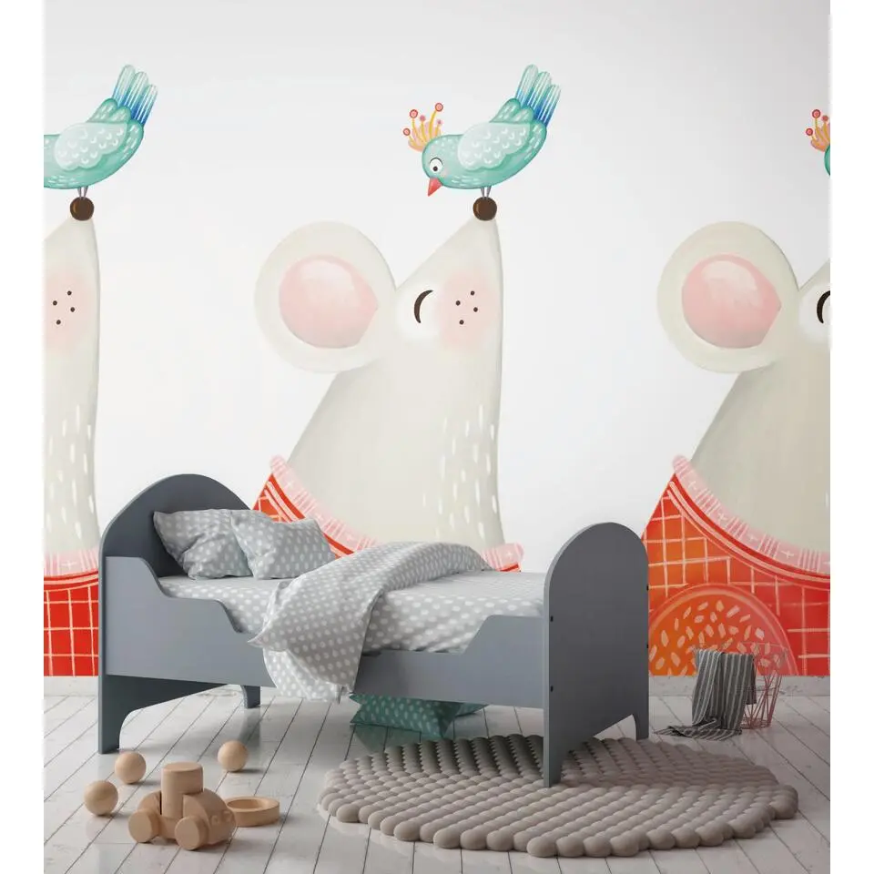 Livingwalls behang dieren meerkleurig, wit, rood, turquoise en grijs