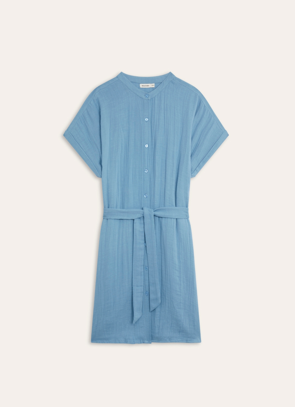 TUNIQUE MANCHES COURTES EN GAZE DE COTON BLEU