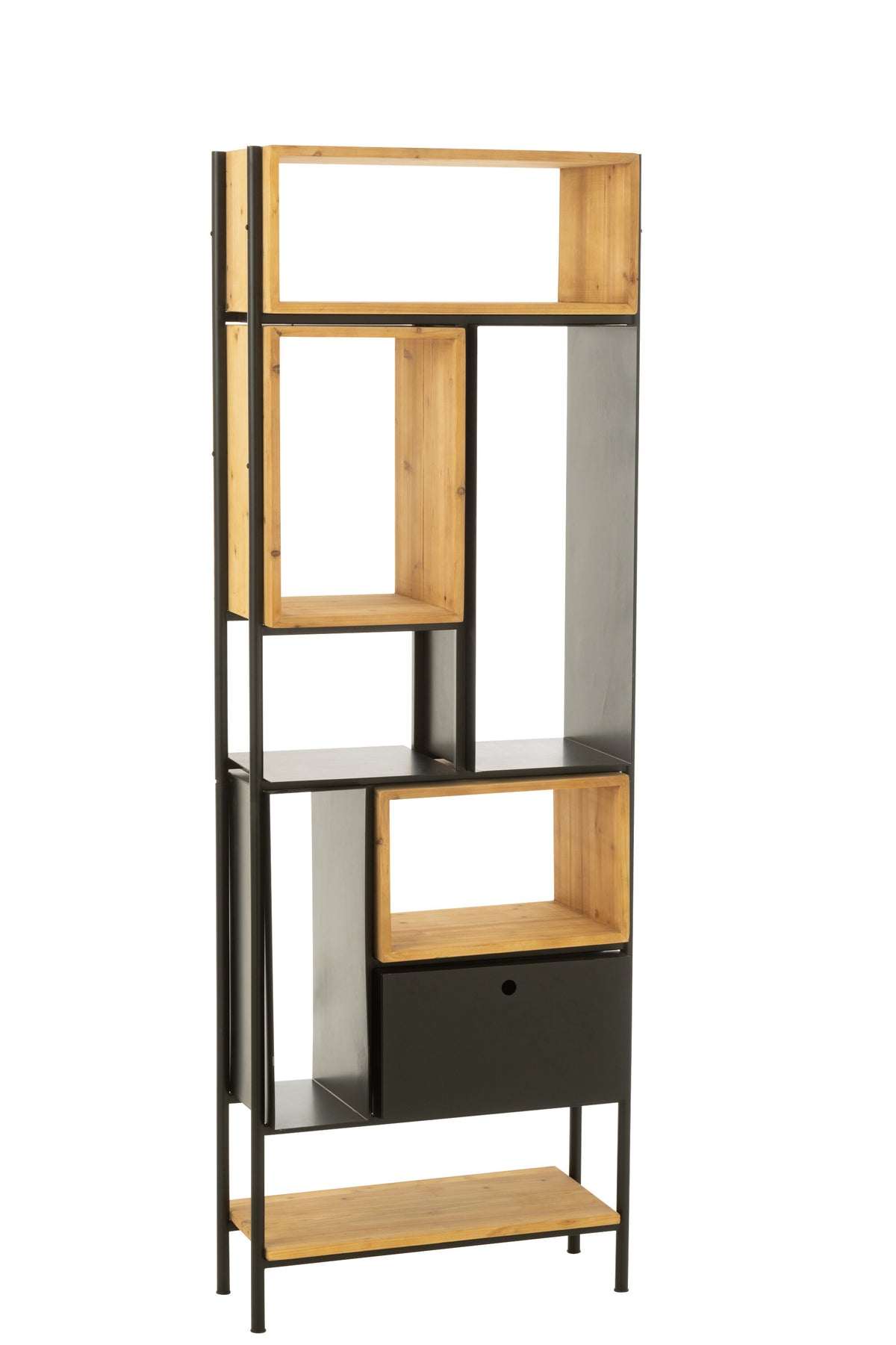 J-Line kast Tina - hout/ijzer - zwart/naturel - small