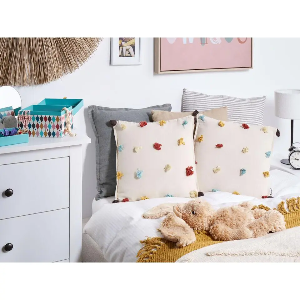 FUSSEL - Sierkussen set van 2 - Lichtbeige - Katoen