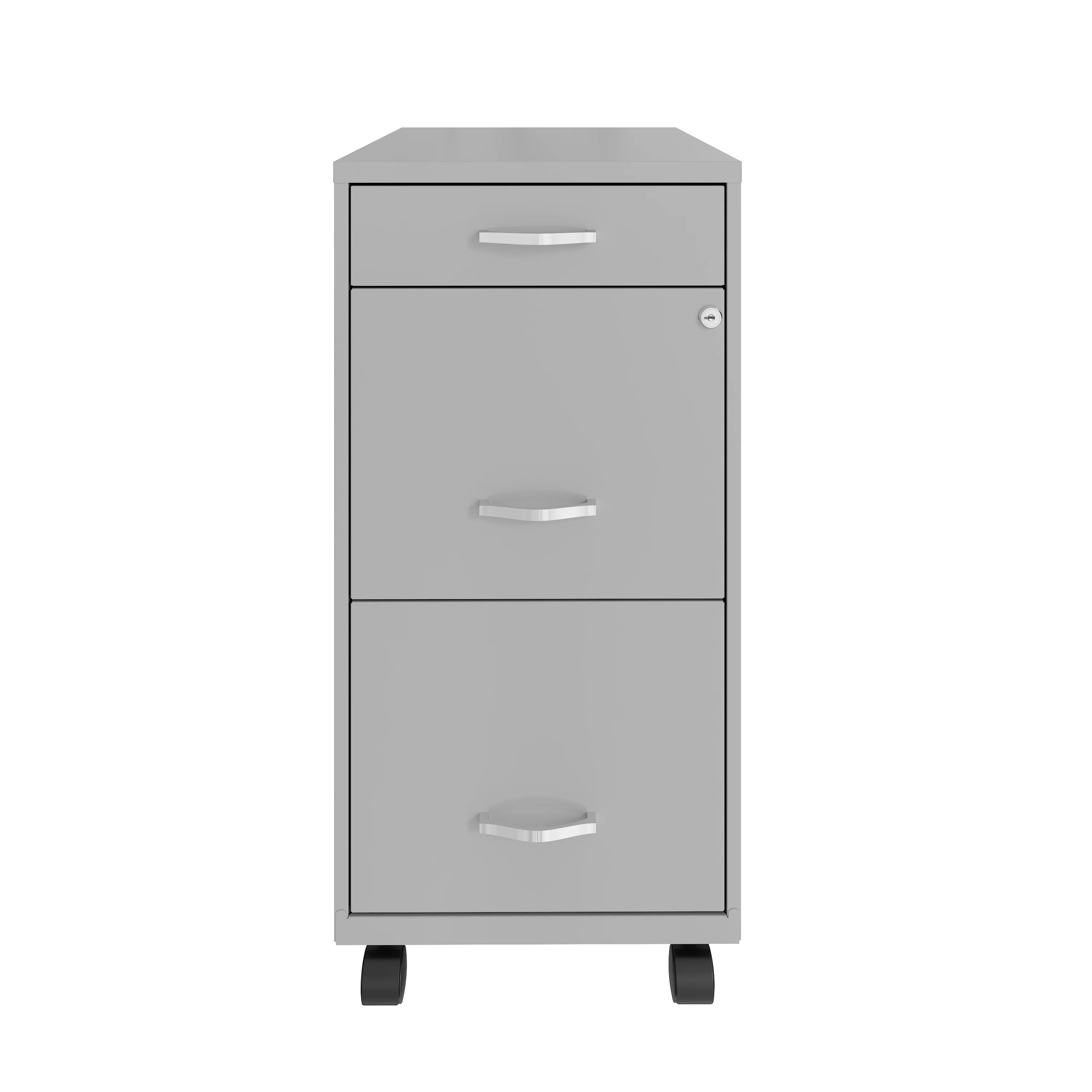 Space Solutions 18 Deep 3 Drawer Metal File Cabinet, Arctic Silver