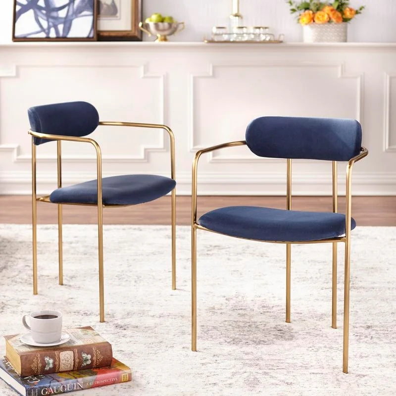 Simple Living Retro Velvet Dining Arm Chair (Set of 2)