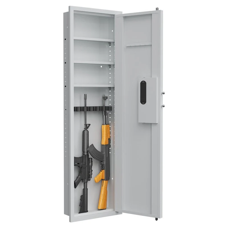 53 Password Touch Panel In-Wall Safe, Hidden Wall Gun Safe for Rifles with Adjustable Shelves