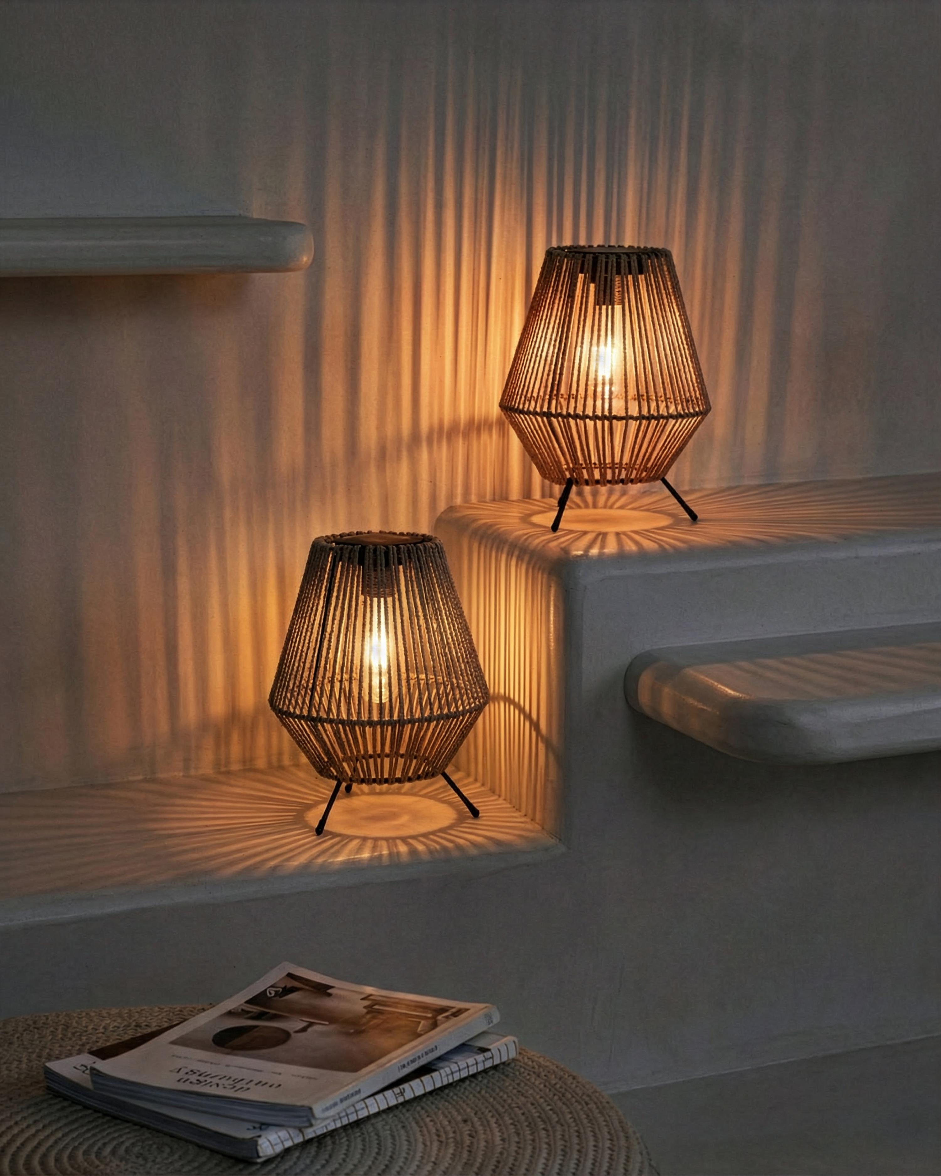 Set of 2 Solar Powered Lanterns VUNGU 27 cm Grey