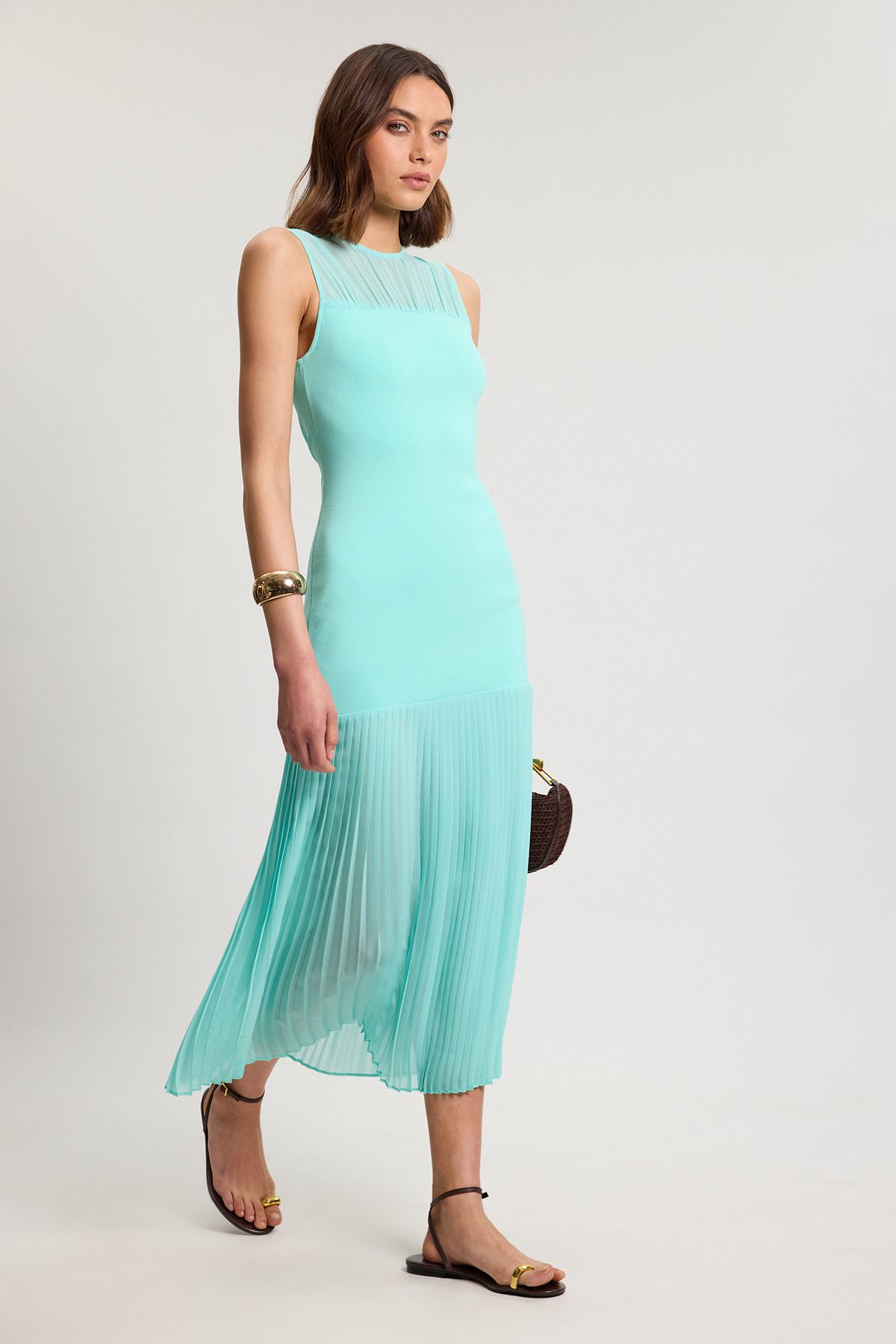 KarenMillen Figure Form Woven Bandage Mix Dress