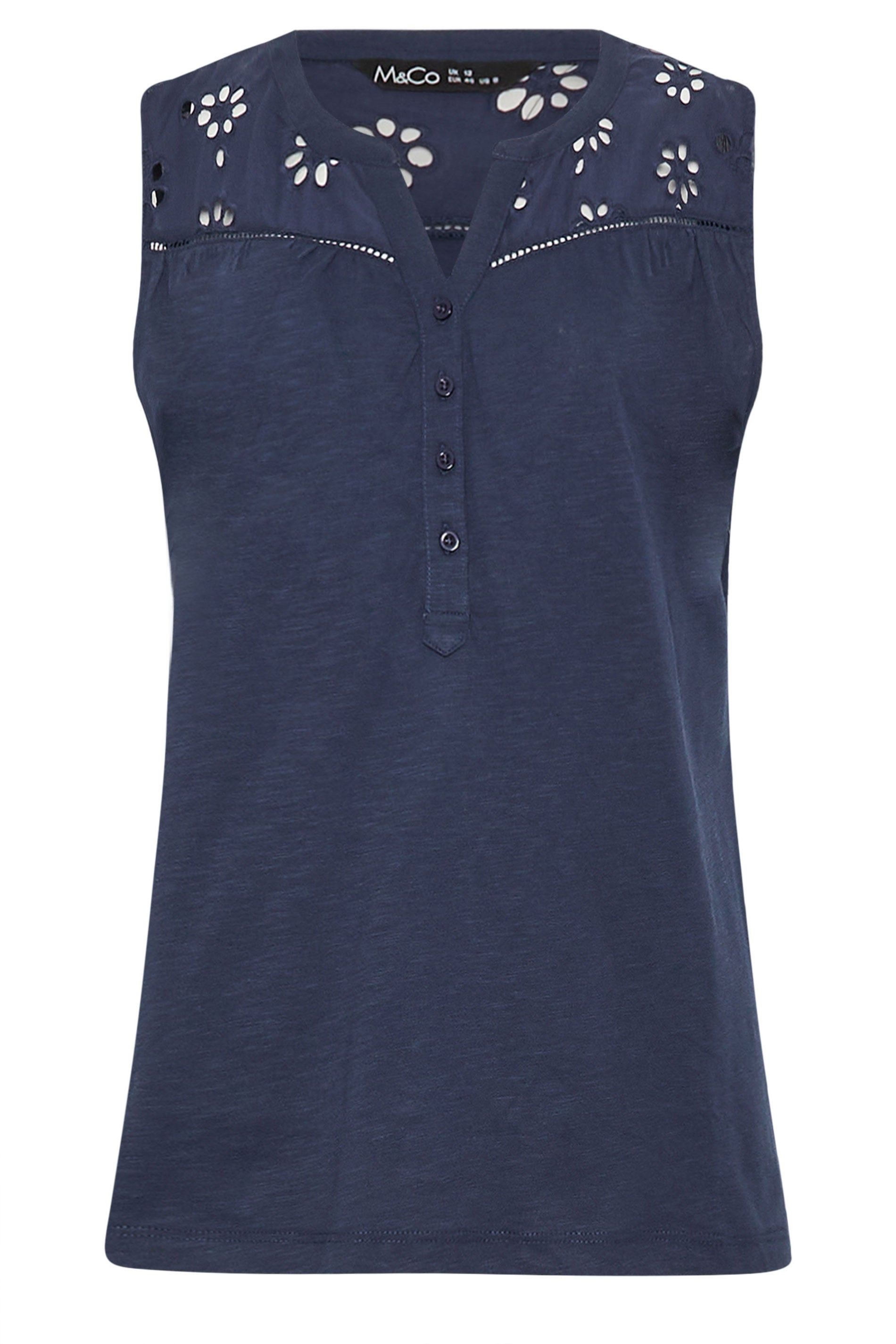 M&Co Embroidered Cotton Vest Top