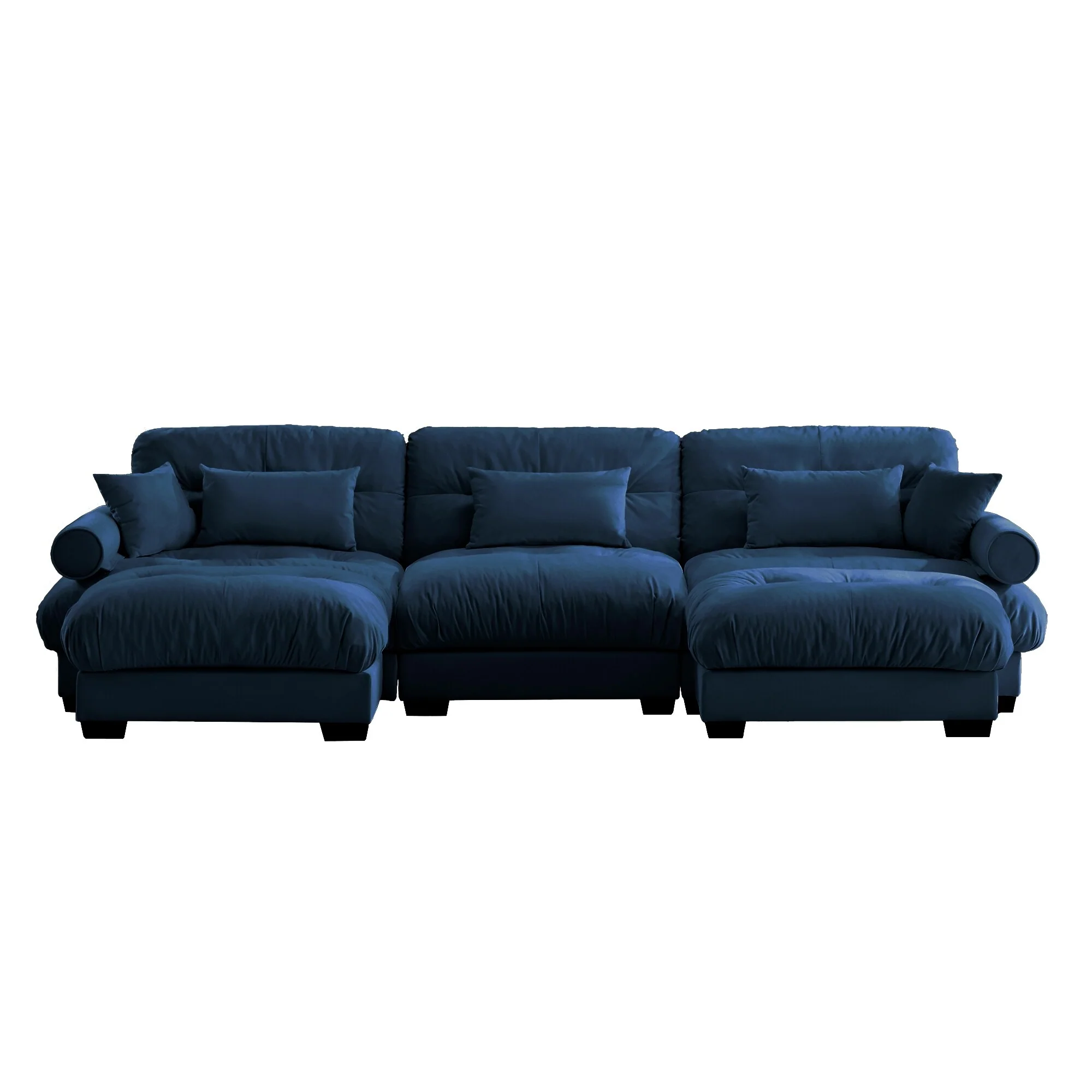 Convertible Modular Couch 130 U Shaped Sectional Sofa with 2 Ottomans