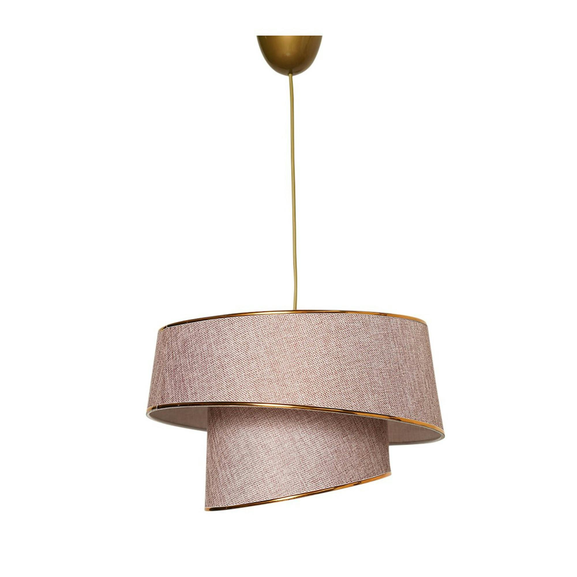 Suspension moderne en tissu - abat-jour liseré doré ZURICH