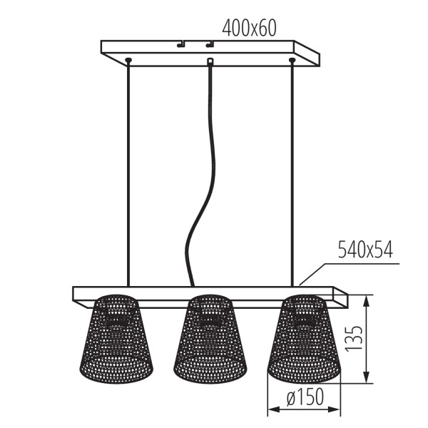 Lampa wisząca LightLogic LL DRAH C-I 3xE27 66233 3 punkty światła do