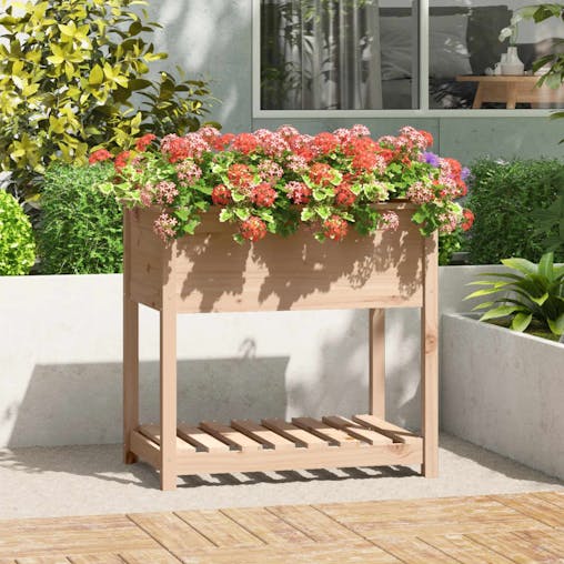 NNEVL Planter with Shelf 82.5x54x81 cm Solid Wood Pine