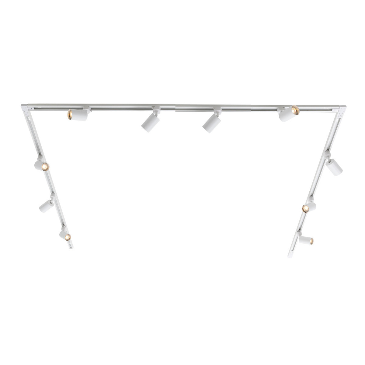 Lighto | Railsysteem 1-fase wit | U-opstelling 200x100x200cm incl. voeding   10 spots incl. LED lichtbronnen